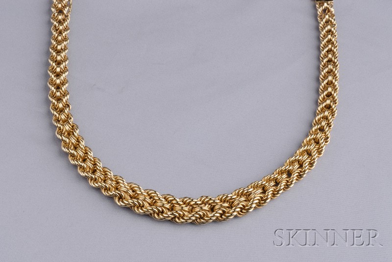 Appraisal: kt Gold Necklace the tapering form of braided links dwt