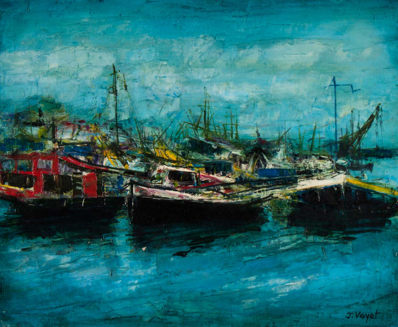 Appraisal: Jacques Voyet Le Port de Peche oil on canvas French