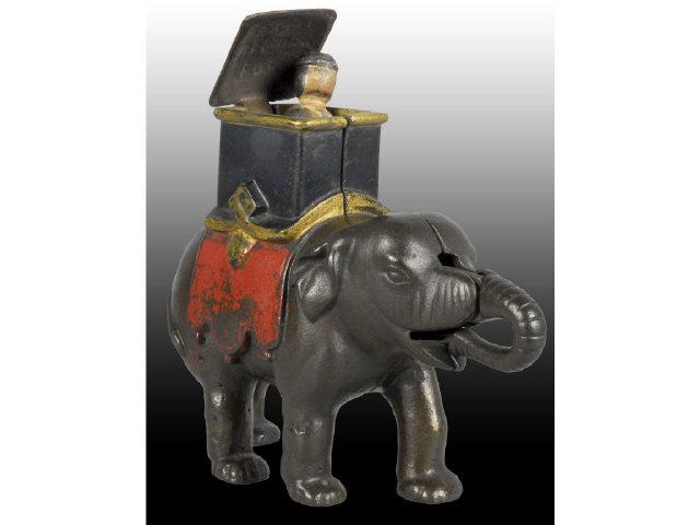 Appraisal: Cast Iron Howdah Elephant Mechanical Bank Description All original Works