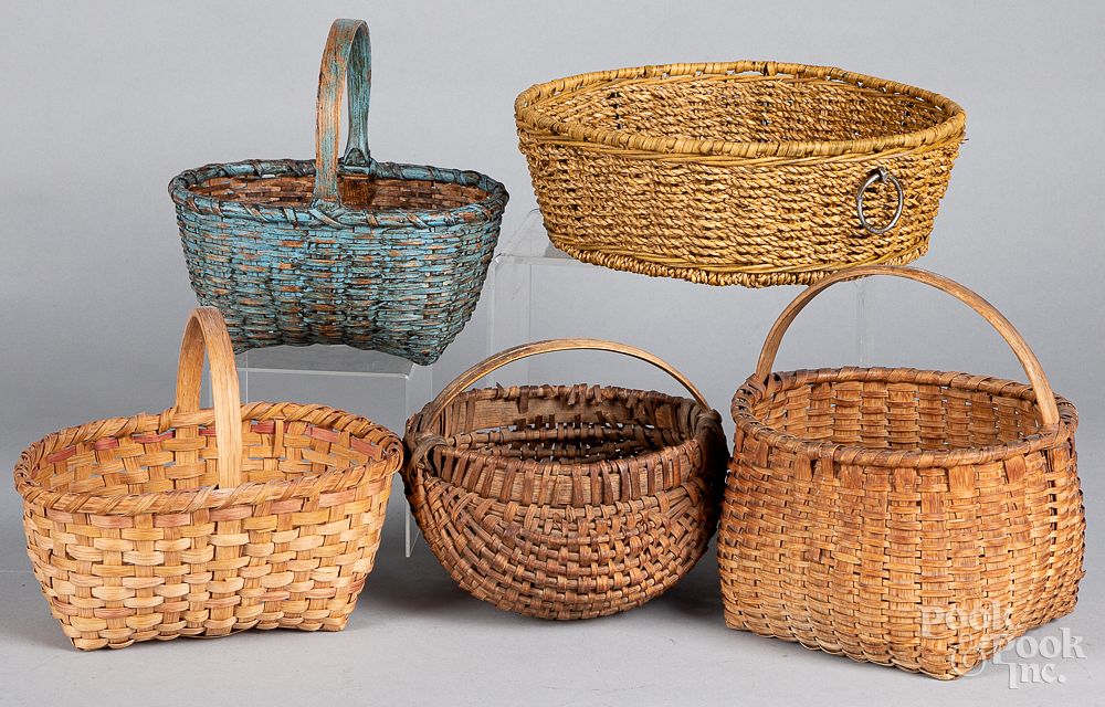 Appraisal: Four splint baskets etc Four splint baskets th c one