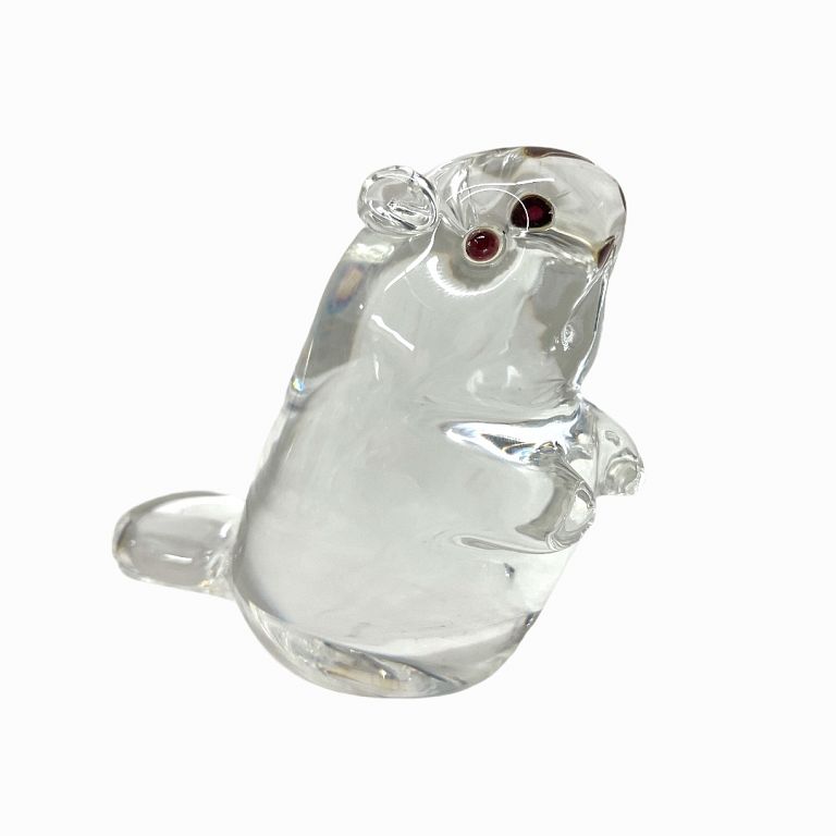 Appraisal: Steuben Crystal Art Glass Beaver with Garnet Eyes Steuben Crystal