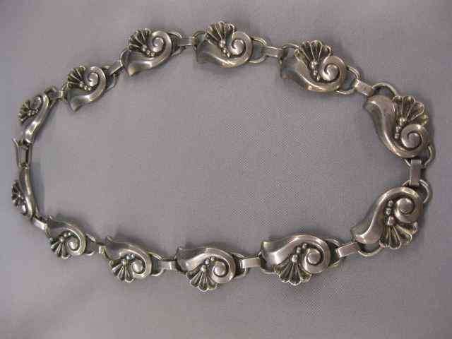 Appraisal: La Paglia International Sterling Necklace deco design signed '' long