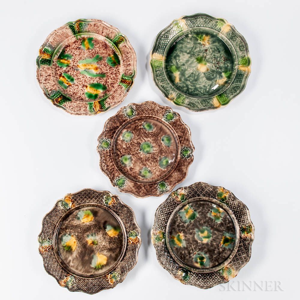 Appraisal: Five Press-molded Tortoiseshell-glazed Earthenware Plates Five Press-molded Tortoiseshell-glazed Earthenware Plates