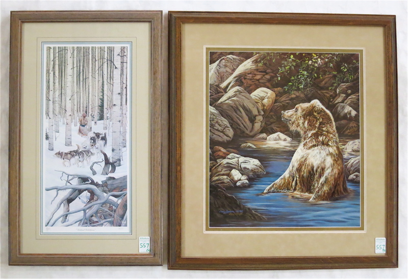 Appraisal: TWO WILDLIFE OFF-SET LITHOGRAPHS Judy Larson California born Bearly Seen