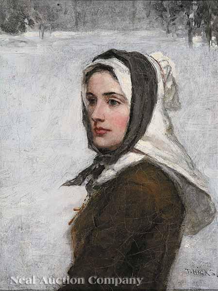 Appraisal: Thomas Hicks American - A Puritan Maiden oil on canvas