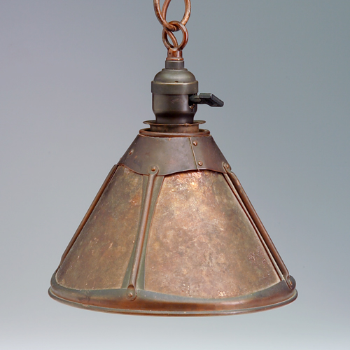 Appraisal: DIRK VAN ERP Attr Copper and mica hanging conical fixture