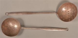 Appraisal: th Century Wrought Iron Skimmer and Ladle - and -