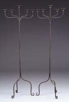 Appraisal: GOOD PAIR OF WROUGHT IRON FLOOR CANDELABRA The central rod