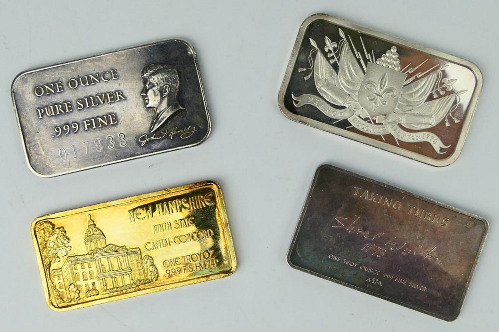 Appraisal: LOT OF OZT SILVER DEDICATED BARS To include John Kennedy