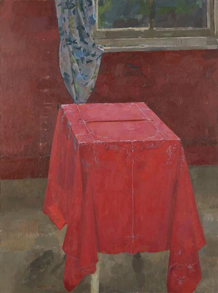 Appraisal: CHARLOTTE VERITY BRITISH B RED TABLE Oil on canvas cm