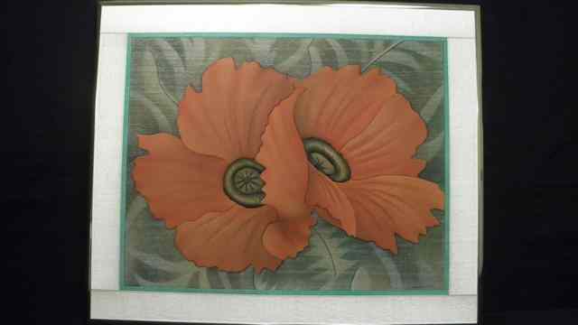 Appraisal: Steven Corning mixed media framed artwork Titled ''Poppies'' Composed of