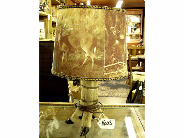 Appraisal: Mounted deer foot table lamp with shade Estimate -