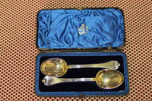 Appraisal: A PAIR OF SILVER FRUIT SPOONS of stylised form Britannia