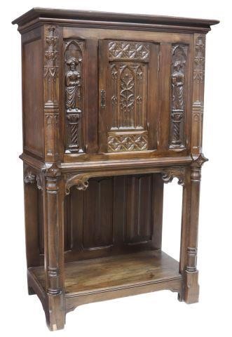 Appraisal: French Gothic Revival oak credence cupboard late th c having