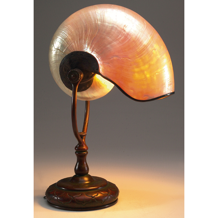 Appraisal: Fine Tiffany Studios lamp adjustable bronze base with overlapping leaves