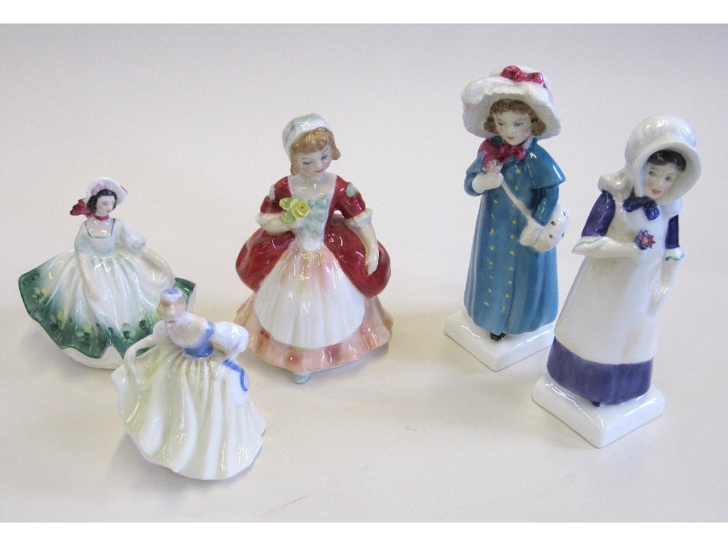 Appraisal: Five Royal Doulton figures including Sunday Best HN Fair Lady