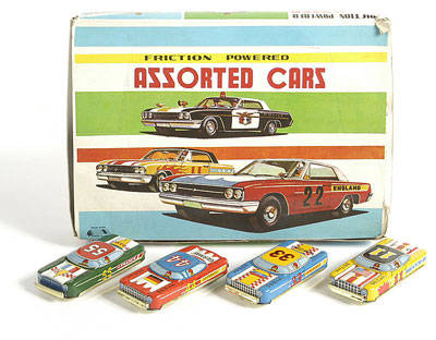 Appraisal: Japanese tinplate Cars a Dealers Trade Box - box contains