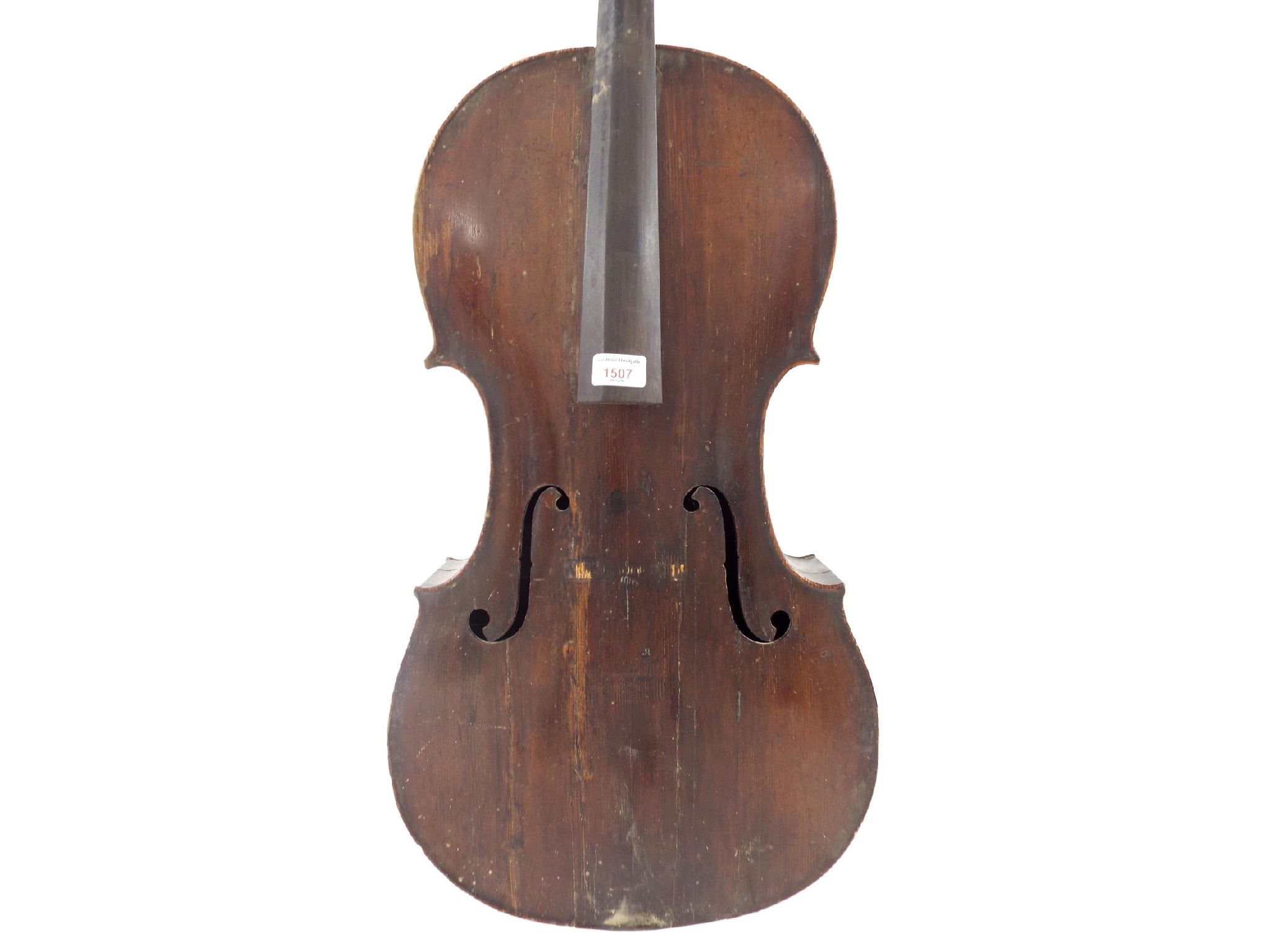 Appraisal: Interesting late th century three-quarter size violoncello unlabelled in need