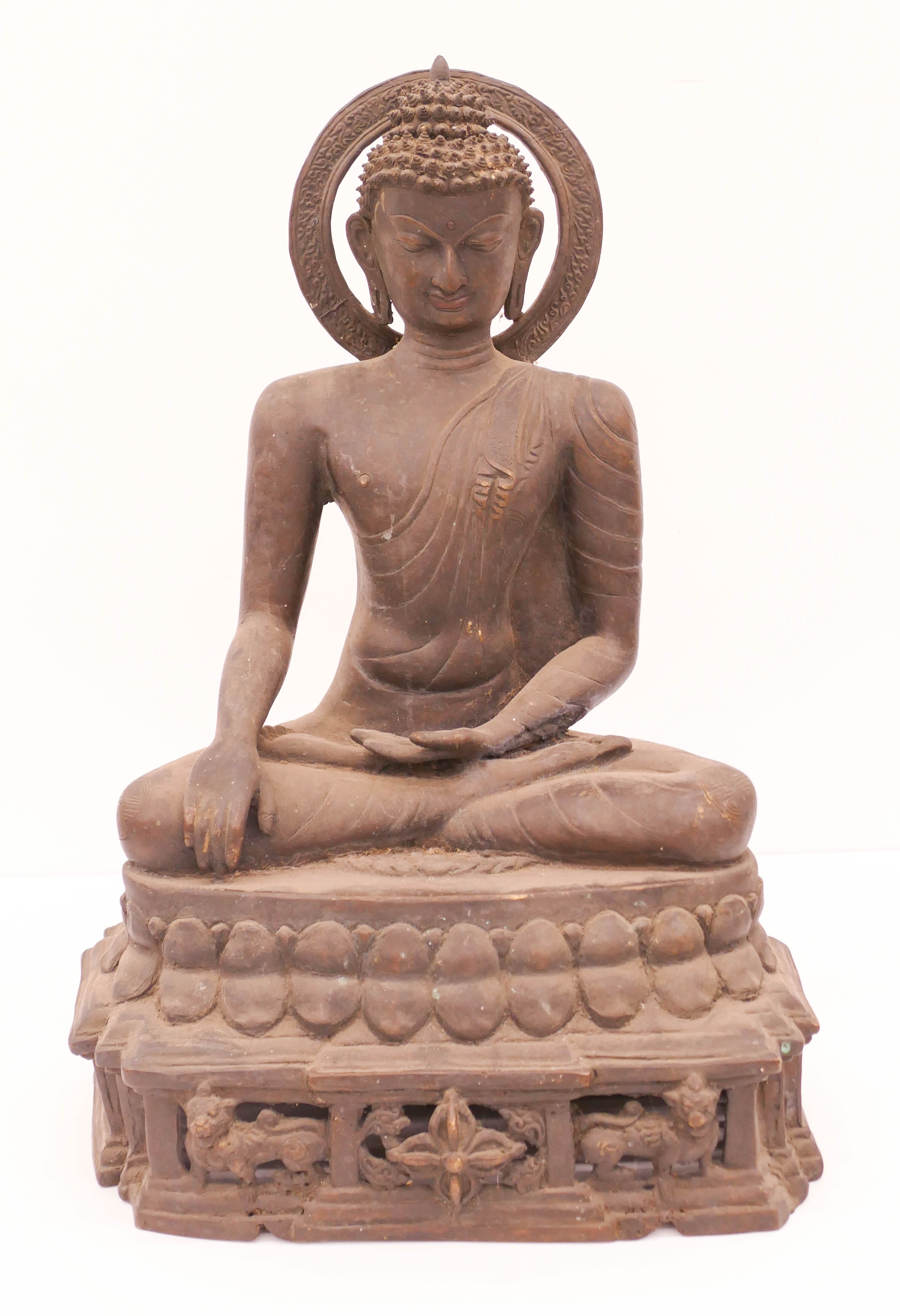 Appraisal: Old Tibetan Seated Bronze Shakyamuni Buddha ''x '' Mold cast