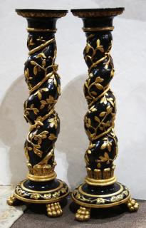 Appraisal: Pair of Aesthetic style partial gilt and ebonized pedestals Pair