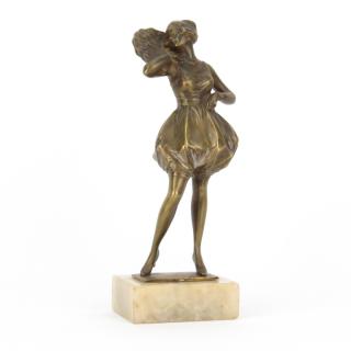 Appraisal: Bruno Zach Russian Austrian - Lady with Fan Bronze Figure