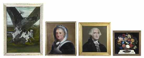 Appraisal: Four Reverse Paintings on Glass comprising a theorem example an