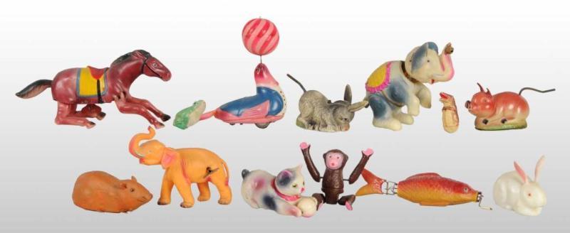 Appraisal: Lot of Animal Toys Description Japanese Includes seven celluloid wind-up