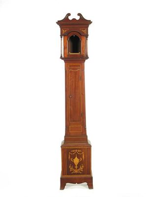 Appraisal: An Edwardian and mahogany longcase clock case with satinwood banding