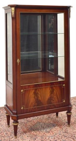 Appraisal: French Louis XVI style mahogany vitrine th c cornice top