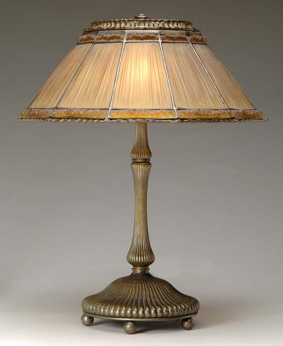 Appraisal: TIFFANY LINENFOLD TABLE LAMP Beautiful Tiffany table lamp has shade