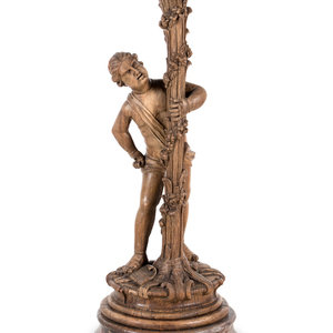 Appraisal: A Continental Carved Oak Figural Pedestal th Century raised on