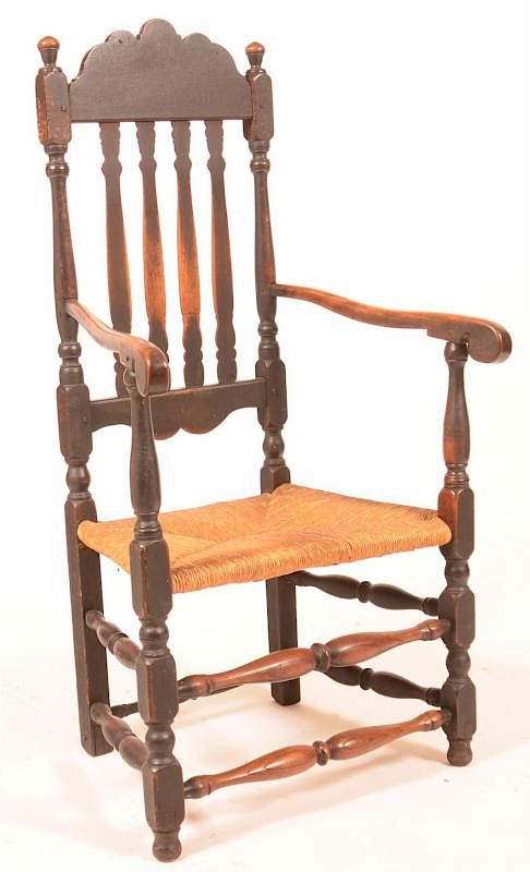 Appraisal: American th Century Banister Back Armchair American th Century Banister