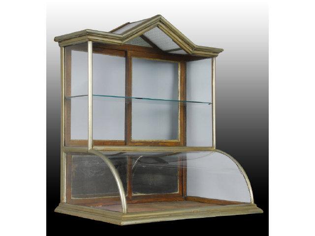 Appraisal: Steeple Top Country Store Showcase Description Curved glass Nickel-plated Lower