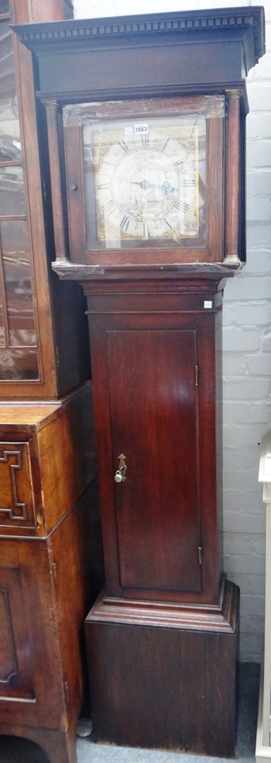 Appraisal: An th century oak thirty hour longcase clock the square