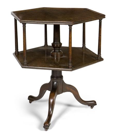 Appraisal: UNUSUAL GEORGE III OAK TWO TIER BOOK TABLE MID TH