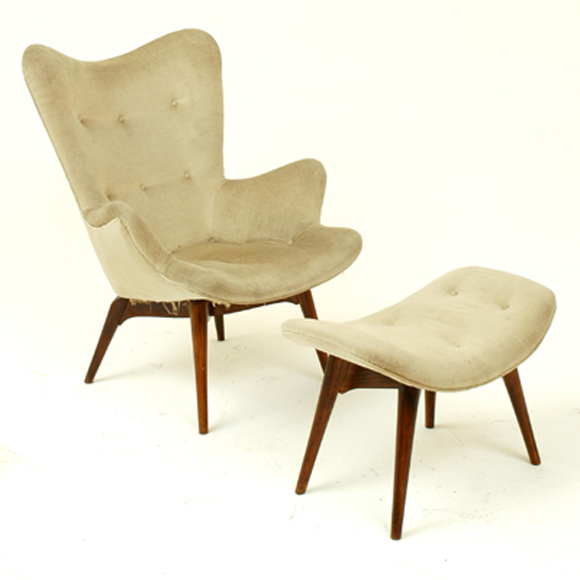 Appraisal: A GRANT FEATHERSTON R ARMCHAIR AND OTTOMAN Unmarked circa The