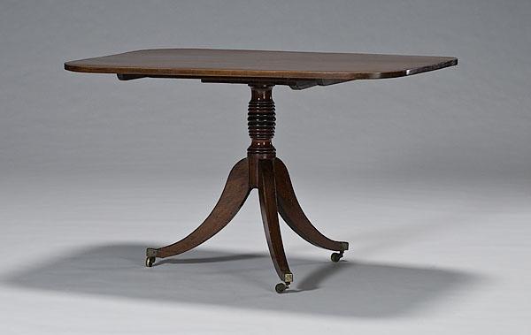 Appraisal: ENGLISH REGENCY BREAKFAST TABLE in mahogany one-piece top with banded