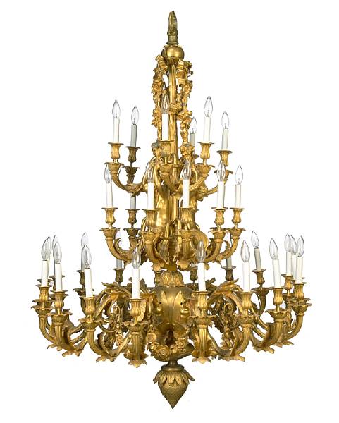 Appraisal: A French gilt bronze thirty three light chandelierfirst half th