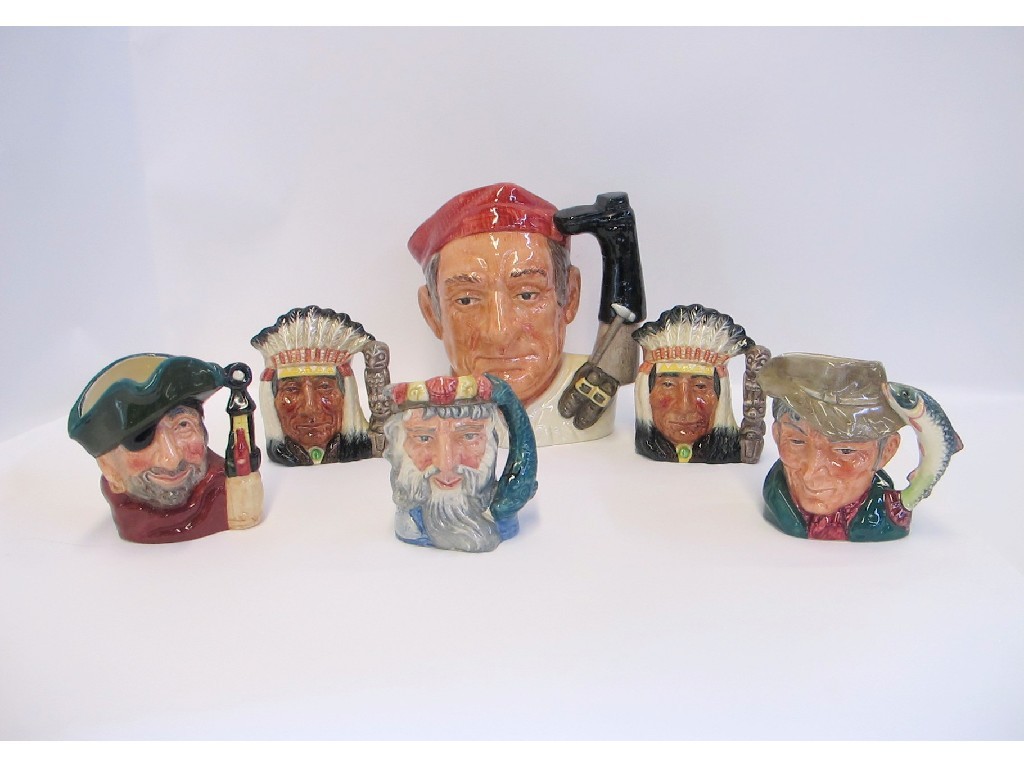 Appraisal: Six Royal Doulton character jugs including Williamsburg Bootmaker two North