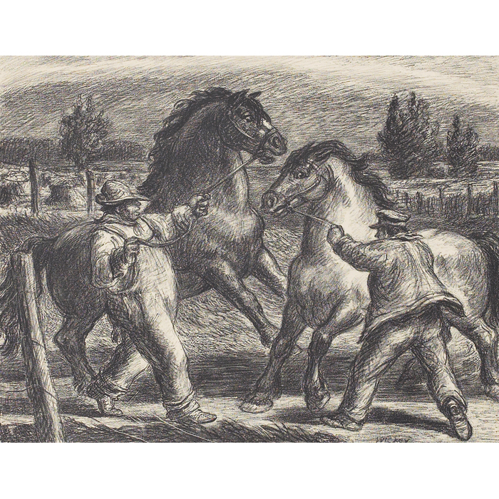 Appraisal: Harry Herman Wickey American - ''Men and Stallions '' c