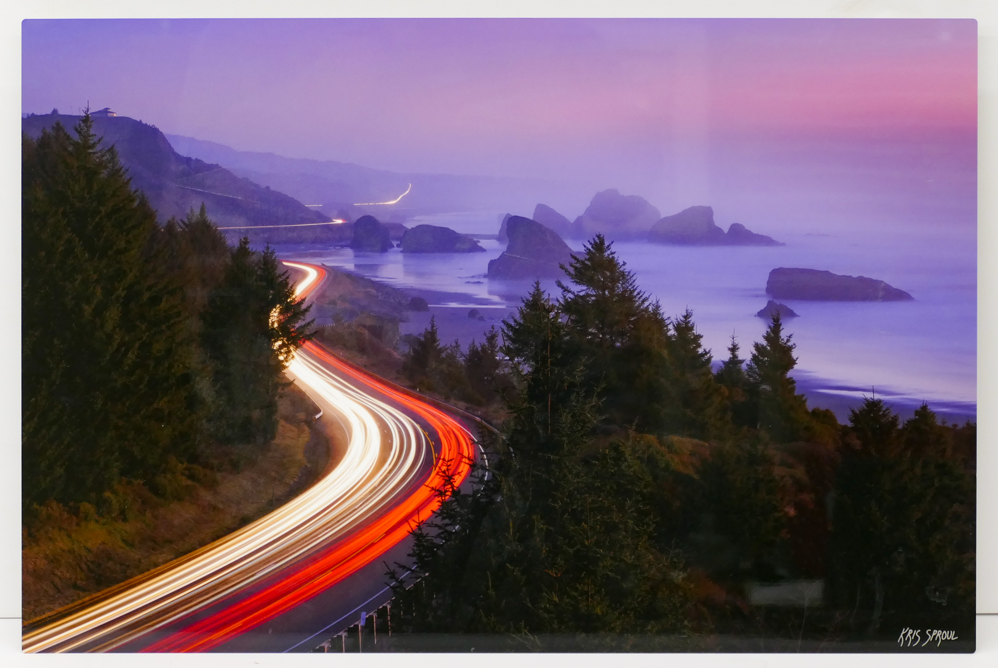 Appraisal: Kris Sproul ''Coastal Highway'' Color Photograph on Aluminium ''x ''