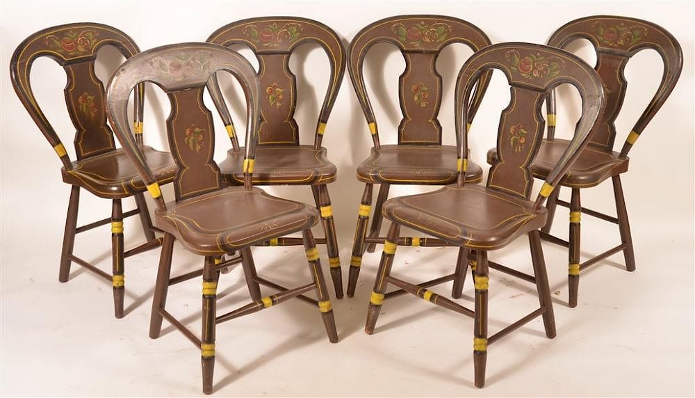 Appraisal: Set of Six PA Balloon Back Plank Seat Side Chairs