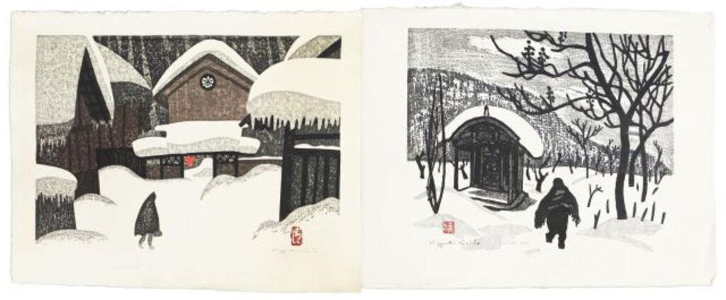 Appraisal: lot of Unframed color woodblock prints on paper Kiyoshi Saito