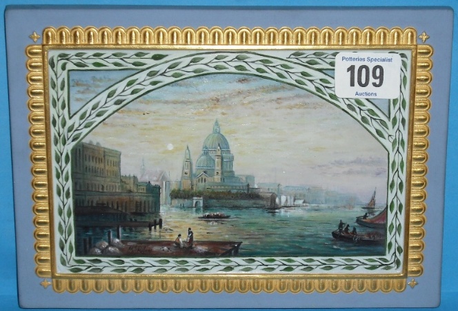 Appraisal: Wedgwood rare Jasperware rectangular plaque Handpainted Venice Scenes by M