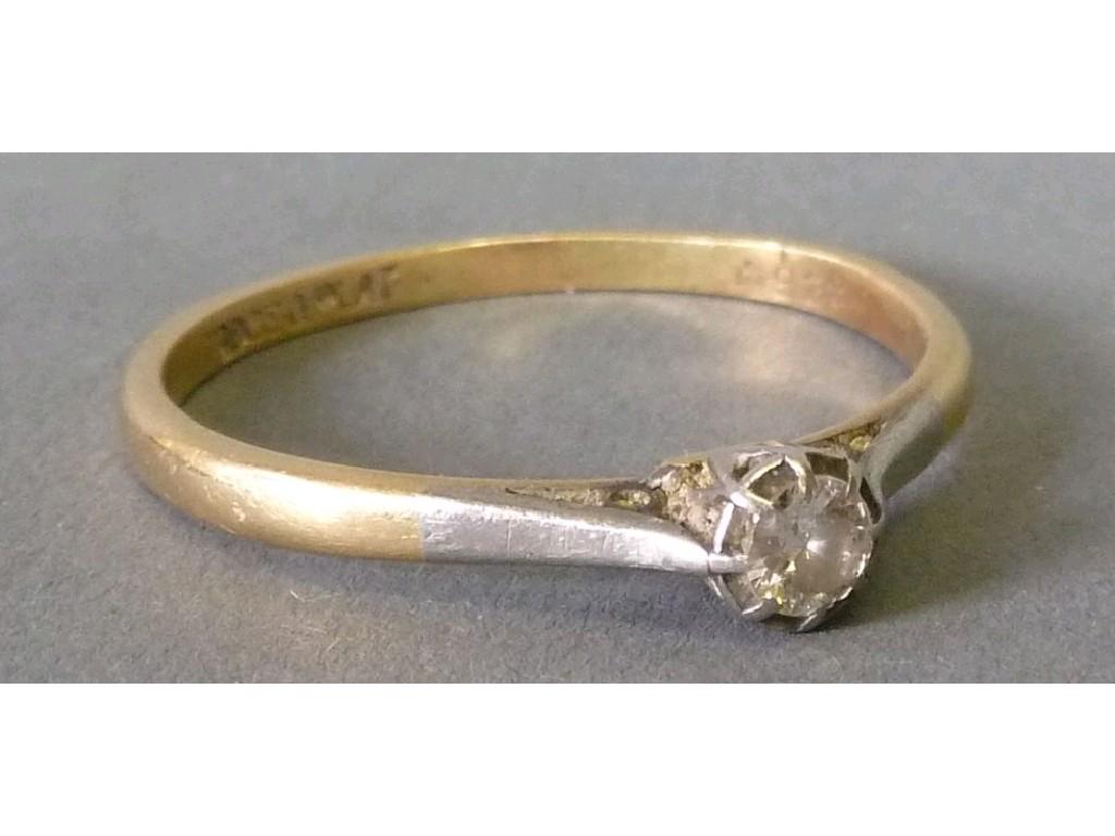 Appraisal: ct GOLD AND PLATINUM RING set with a solitaire diamond