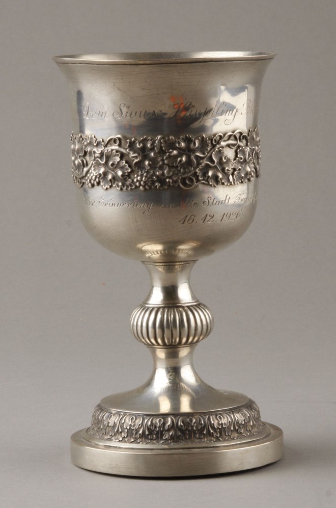 Appraisal: Chalice dated presented to Blackcorn Sioux Indian in Frankfurt Germany