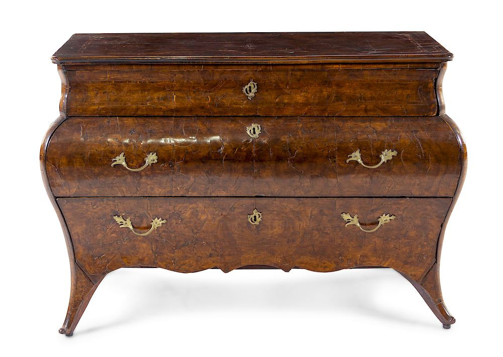 Appraisal: A Continental Burlwood Commode A Continental Burlwood Commode th Century