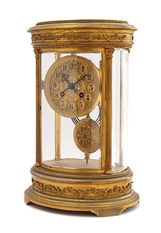 Appraisal: A French Gilt Bronze Mantel Clock Height x width inches