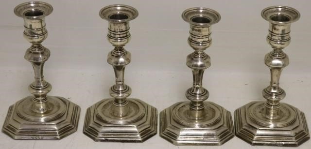 Appraisal: SET OF EARLY TH C ENGLISH WEIGHTED STERLINGSILVER CANDLESTICKS TH