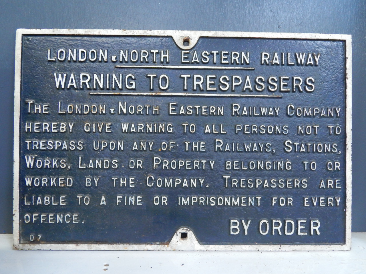 Appraisal: A cast iron London and North Eastern Railway Trespassing Notice